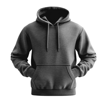 A stylish gray hoodie with front pocket and drawstring hood, perfect for casual wear png