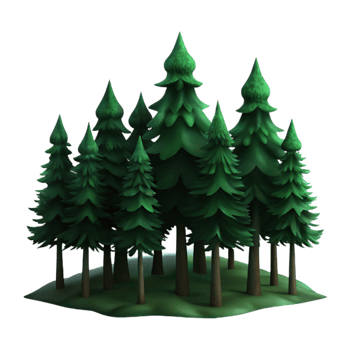 vibrant rustic Dark Green Forest Silhouette Transparent Background Isolated detailed png