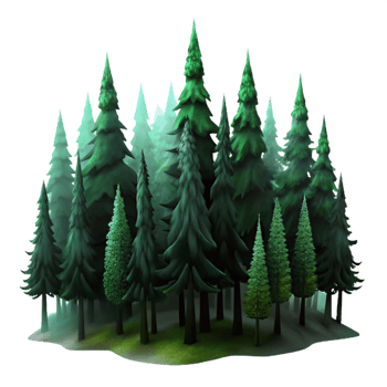 serene modern Dark Green Forest Silhouette Transparent Background Isolated high quality png