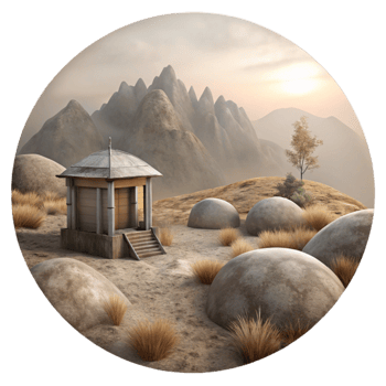 impressive traditional Desaturated Landscape Photo Cutout with Hazy Atmosphere authentic png