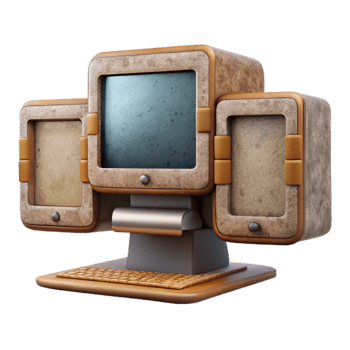 beautiful classic Desktop Computer with Multiple Monitors Cutout authentic png