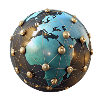 serene modern Digital World Map with Glowing Connections Cutout detailed png