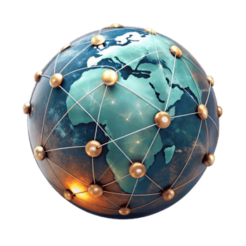beautiful abstract Digital World Map with Glowing Connections Cutout high resolution png