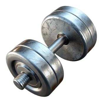 elegant traditional Dumbbell Chrome Finish Angled Perspective Transparent Background premium png