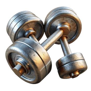 beautiful classic Dumbbells Pair Metallic Finish Transparent high quality png