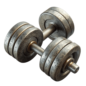 magnificent rustic Dumbbells Set Top View Isolated Element with Metal Texture high resolution png