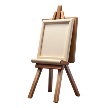 extraordinary creative Easel with Blank Canvas Front View Isolated professional png