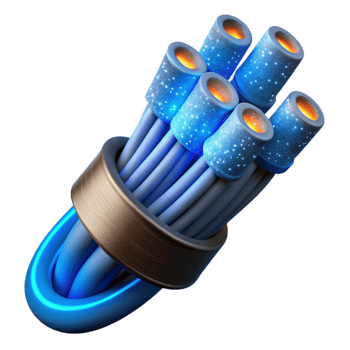 magnificent classic Fiber Optic Cables Glowing Blue Isolated on Transparent Background genuine png