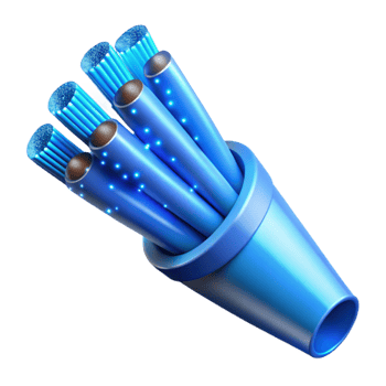 elegant abstract Fiber Optic Cables Glowing Blue Isolated on Transparent Background genuine png