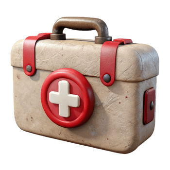 serene rustic First Aid Kit Red Cross Symbol Isolated premium png