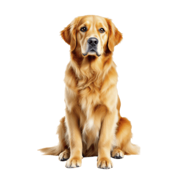 Golden retriever dog sitting on a black background png