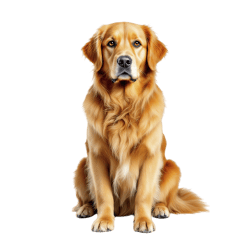 Golden retriever dog sitting on black background png