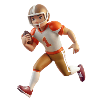 wonderful vintage Football Player Running Side View Transparent Background authentic png