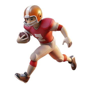 impressive rustic Football Player Running Side View Transparent Background high quality png