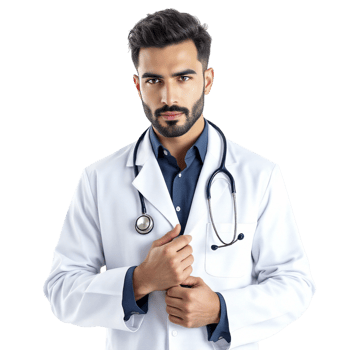 A male doctor in a white coat png