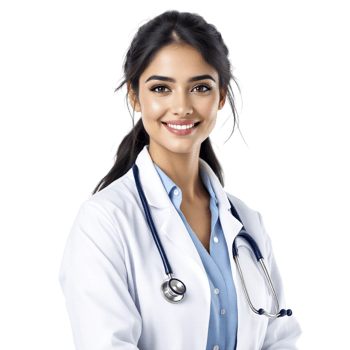A female doctor smiling with her arms crossed png