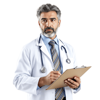 A male doctor holding a clipboard png