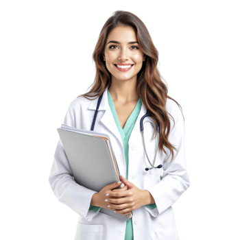 A female doctor holding a folder png
