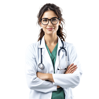 A female doctor in a lab coat png