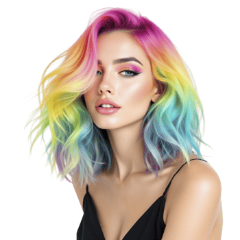 A woman with rainbow hair png