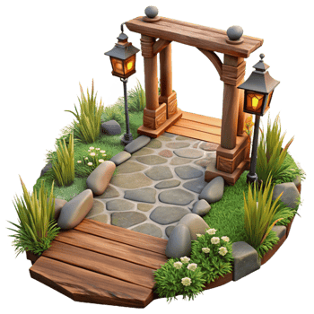 magnificent rustic Garden Path Isolated on Transparent Background premium png