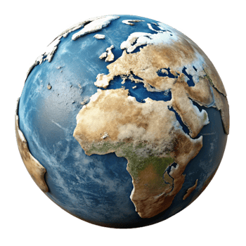 stunning creative Globe with Detailed Continents Isolated on White Background exclusive png