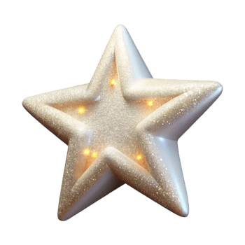 wonderful vintage Glowing White Star Cutout with Sparkling Effect 4K png
