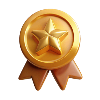 serene abstract Golden Award Ribbon with Star Isolated on Transparent Background genuine png