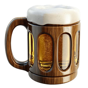 Frosty glass mug filled with golden beer and thick foam png