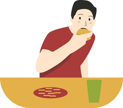 Illustration of Male Eat Burger vector