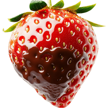 ripe strawberry dipped in melted chocolate png