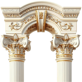 architectural archway with intricate gold detailing and columns png