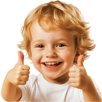 Cheerful young child giving a double thumbs up with a smile png