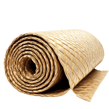 Traditional woven straw mat neatly rolled with a textured surface png