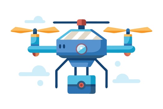 A Modern Drone with Cargo in Flight, Ready for Delivery vector