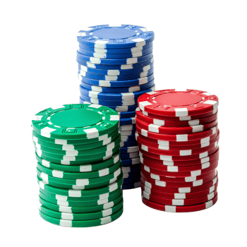 Stacks of colorful casino chips in red, green, and blue isolated on a transparent background, Stacks of Red, Green, and Blue Casino Chips Isolated on transparent background png