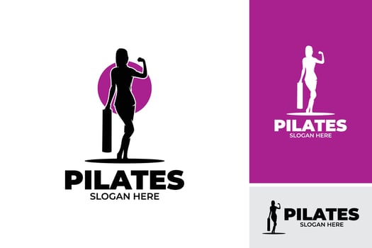 Silhouette of woman pilates logo vector