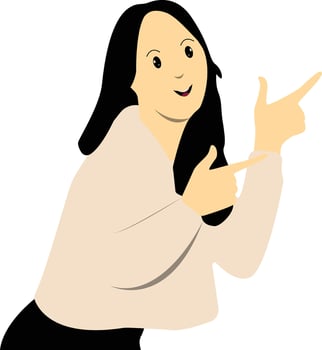 Excited and Cheerful Woman Character Isolated on White Background. vector