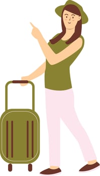 Traveler Female Character with Cartoon Design. vector