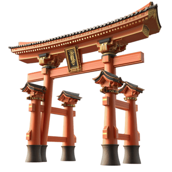 Traditional Japanese torii gate standing tall and red png
