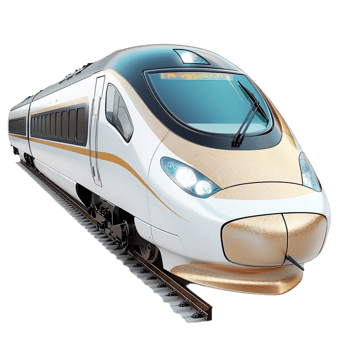 Sleek high speed bullet train with a futuristic design png