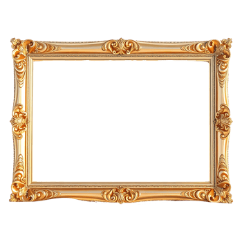 golden designed frame on transparent background png