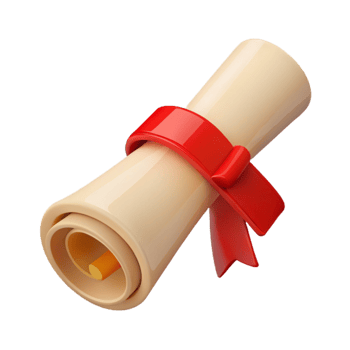vibrant contemporary Graduation Scroll with Red Ribbon Isolated on Transparent Background 4K png