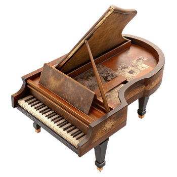 elegant classic Grand Piano with Open Lid Top View Cutout high quality png