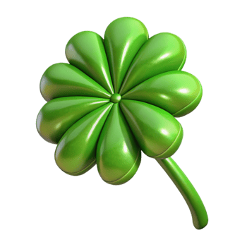 impressive contemporary Green Four Leaf Clover Isolated Transparent Background detailed png
