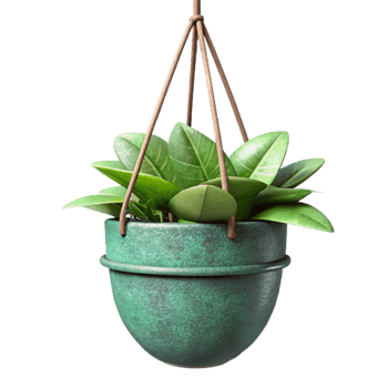 beautiful minimalist Green Indoor Plant Hanging Basket Transparent Background high resolution png