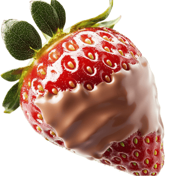 Juicy ripe strawberry dipped in melted chocolate png