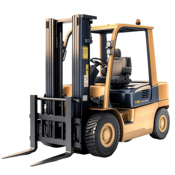 Heavy duty yellow forklift designed for lifting and transporting goods png