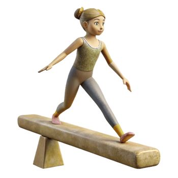 wonderful vintage Gymnast on Balance Beam Side View Cutout high quality png