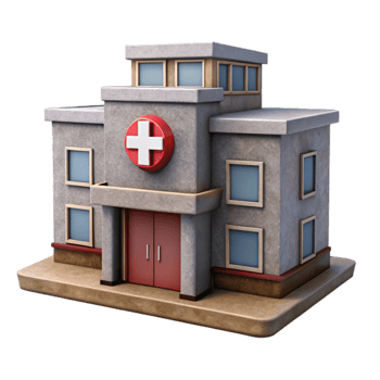 beautiful modern Hospital Building Front View Isolated Element professional png